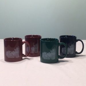 Coffee Mugs with Painted Baskets of Flowers